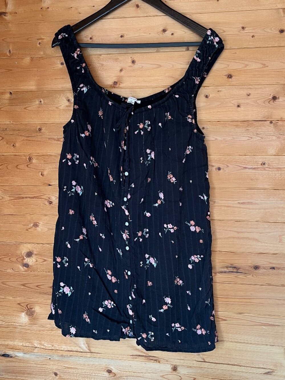 American Eagle, sun dress, black with flowers, with straps, Size Medium